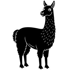 Cute Silhouette of a Llama line art vector cartoon illustration