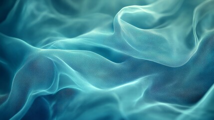 Obraz premium Soft blue-green blur gradient with grainy noise texture, dynamic turquoise mesh flowing in an abstract and energetic manner 