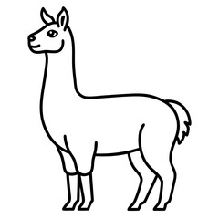 Cute Silhouette of a Llama line art vector cartoon illustration