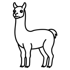 Cute Silhouette of a Llama line art vector cartoon illustration