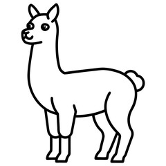 Cute Silhouette of a Llama line art vector cartoon illustration