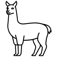 Cute Silhouette of a Llama line art vector cartoon illustration