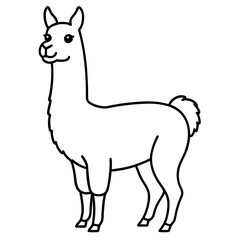 Cute Silhouette of a Llama line art vector cartoon illustration