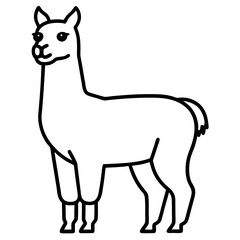 Cute Silhouette of a Llama line art vector cartoon illustration