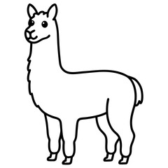 Cute Silhouette of a Llama line art vector cartoon illustration