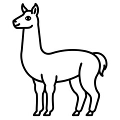 Cute Silhouette of a Llama line art vector cartoon illustration