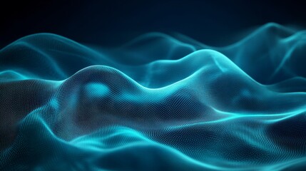 Obraz premium Abstract turquoise mesh design with blue-green blur gradient, grainy noise texture and dynamic flowing patterns for a modern background