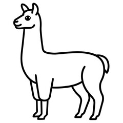 Cute Silhouette of a Llama line art vector cartoon illustration