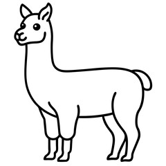 Cute Silhouette of a Llama line art vector cartoon illustration