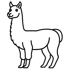 Cute Silhouette of a Llama line art vector cartoon illustration