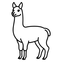 Cute Silhouette of a Llama line art vector cartoon illustration