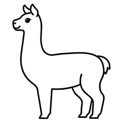 Cute Silhouette of a Llama line art vector cartoon illustration