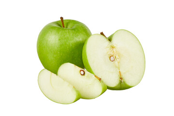 fresh green apple isolated on white or transparent png