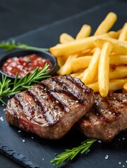 grilled steak and french fries