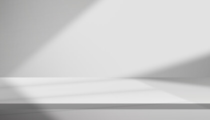 White Background,Studio wall grey with shadow on 3d floor podium for Product Presentaion,Kitchen room with spring bright light.Vector minimal backdrop display mock up