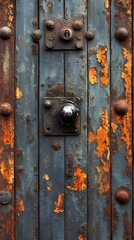 A background of corrugated metal sheets with streaks of rust.
