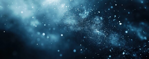 Fototapeta premium Abstract cosmic blue galaxy background with glowing stars and dusty nebulae