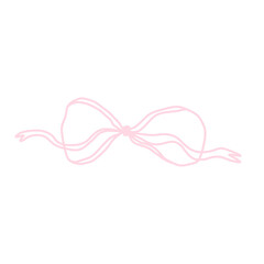 Pink ribbon isolated on white. Pink Doodle Bow