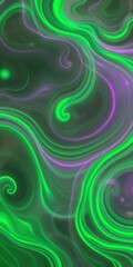 Fototapeta premium Glowing neon green abstract background with vibrant swirls and waves, green, glowing