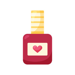 Bottle of red nail polish. Element for design on white background. Isolated vector illustration.