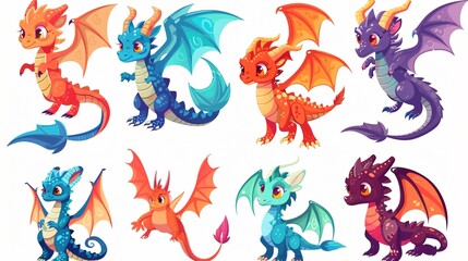 Whimsical Magic Flying Dragons Cartoon Poster for Kids Room Decor