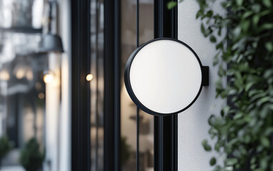 Mockup hanging sign, signage, lightbox. Poster city box, projecting blade sign. Template signage advertising citylight. Mockup outside signage, city light box, hanging sign. Realistic style photo