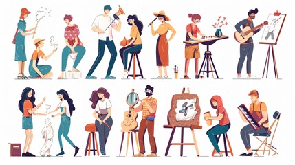 Creative People Pursuing Artistic Hobbies and Occupations