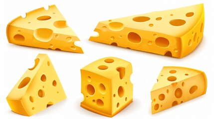 Delicious Realistic Cheese Slices with Square Shape and Hole for Professional Use
