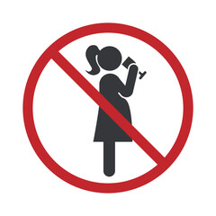 Prohibition Drinking sign for pregnant women, isolated on a white background, suitable for health or warning materials