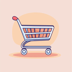 Illustration of a Shopping cart in supermarket trolley isolated over white background