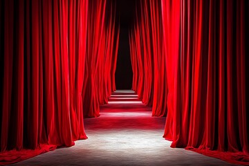 red stage curtains