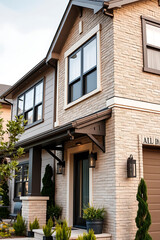 Obraz premium Modern Brick House Exterior: Contemporary Home Design and Architecture