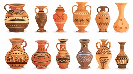 Ancient Greek cartoon ceramic pots and vases for artistic design inspiration
