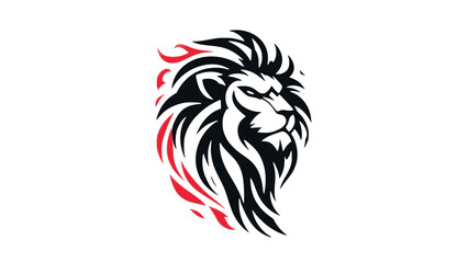 Fierce Tribal Lion Illustration with Flames