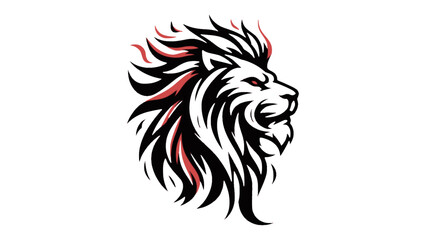Tribal Lion Head with Flame Accents