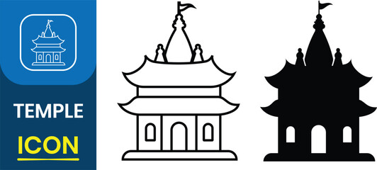 Hindu temple vector, icon, silhouette of temple icon, design, symbol  from Religion collection. Vector illustration.