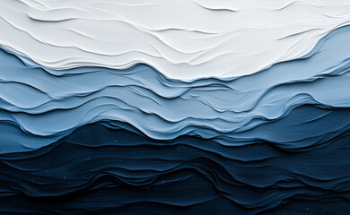 Obraz premium Abstract layered waves in shades of blue and white resembling a calm ocean at night