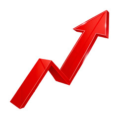 3D Red Arrow Showing Upward Trend in Financial Growth and Economic Progress