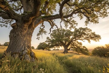 Obraz premium Golden Hour Neighbours: A Candid Study of Nature's Harmony