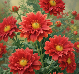 Garden Cosmos on plane background