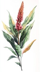 Watercolor Botanical Illustration of Vibrant Flowers and Leaves