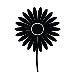 Simple black silhouette of a daisy flower. Daisy flower vector illustration isolated on white background