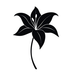 Lily flower silhouette. A simple, elegant silhouette of Lily flower. Lily flower vector illustration isolated on white background