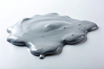 Gray slime spreading across a white surface like a stain, stain, grimy environment, spill