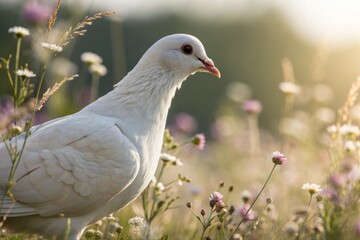 Fototapeta premium Majestic Dove: Serene Bird Portrait with Copy Space for Peaceful Messaging