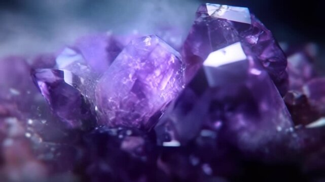 A luxurious animation with an amethyst crystal in the background