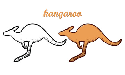 kangaroo hand drawn engrave style vector art icon