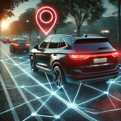 GPS tracking pulsing signal. A vehicle transmitting gps signal. Searching car location
