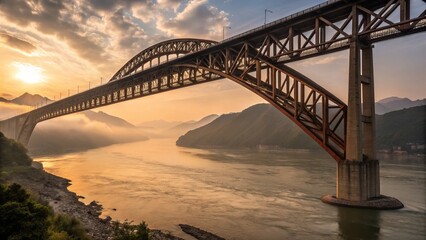 Fototapeta premium Majestic Yangtze River: Architectural Wonders of China's Longest River - Stunning Photography