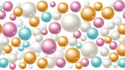 Colorful pastel spheres floating on white background